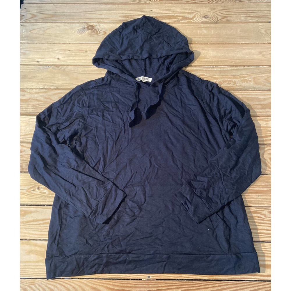 NEW All Worthy French Terry Hoodie Size Medium Women’s Black